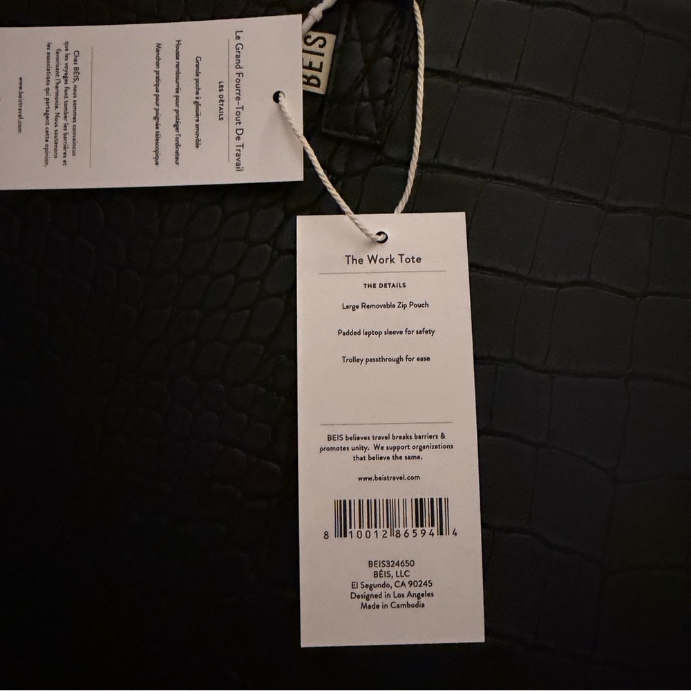 BEIS Large Work Tote Black Croc - Picture 4 of 5